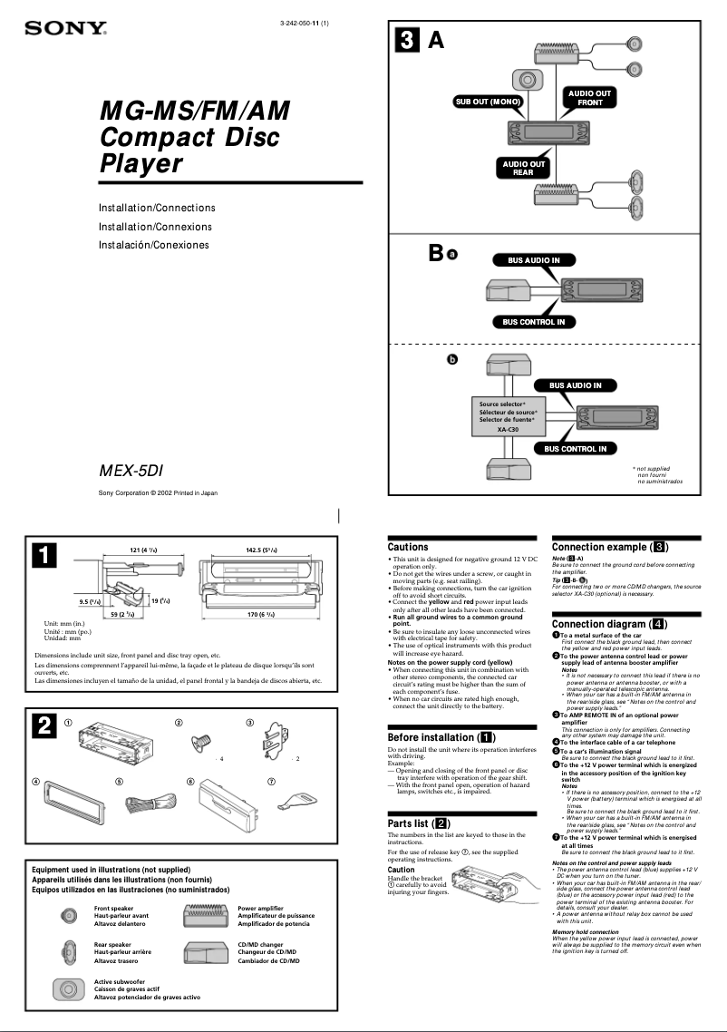 Image de la première page du manuel de l'appareil MEX-5DI
