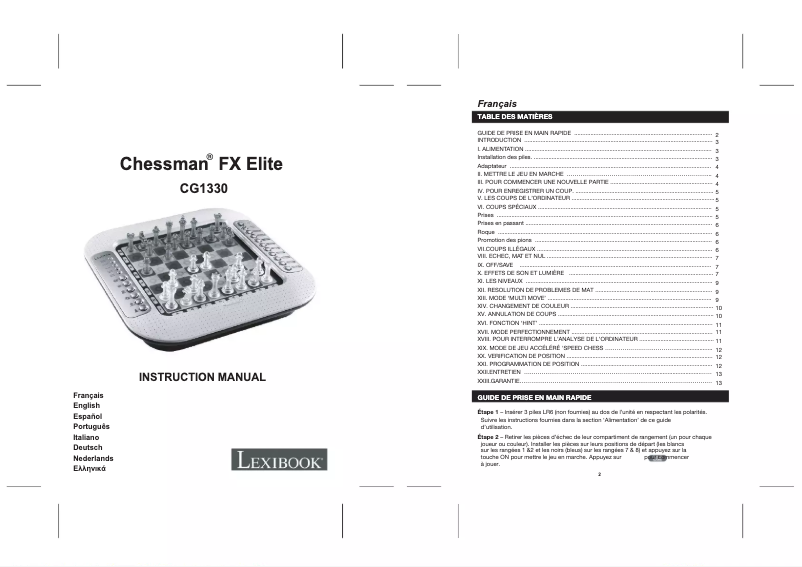 Image de la première page du manuel de l'appareil Chessman FX Elite CG1330
