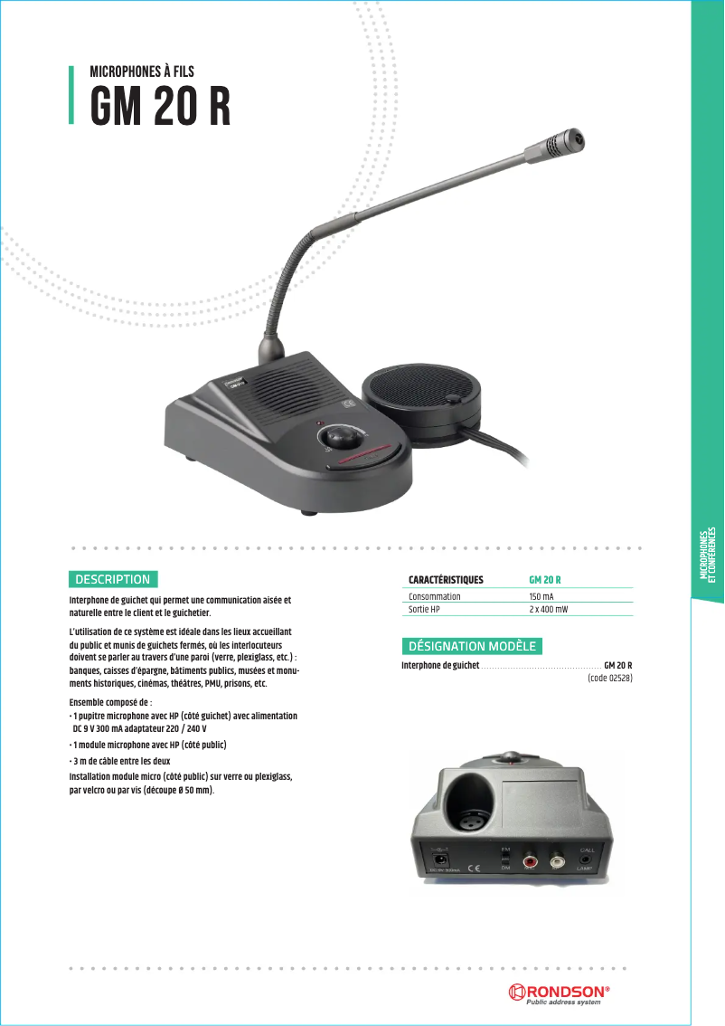 Page 1 de la notice Manuel utilisateur Rondson GM20 R
