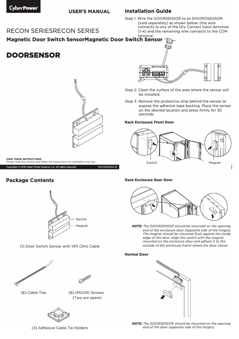 Page n°1 - Mode d'emploi CyberPower Doorsensor