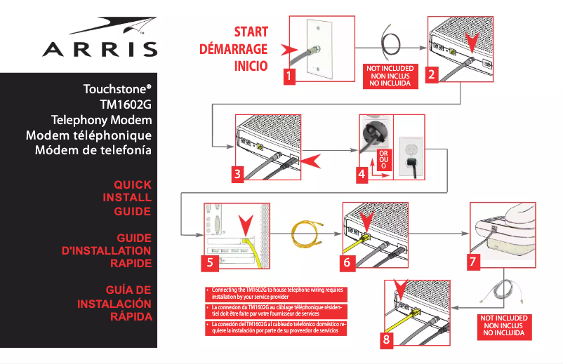 Page n°1 - Guide de démarrage rapide Arris Touchstone TM1602G