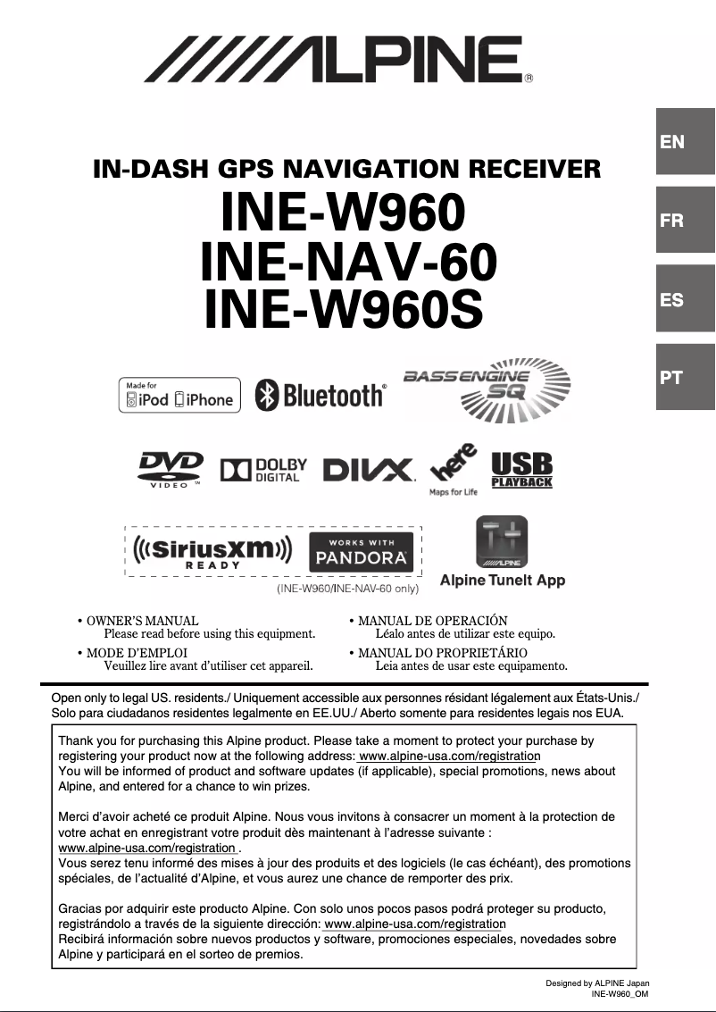 Image de la première page du manuel de l'appareil INE-NAV60