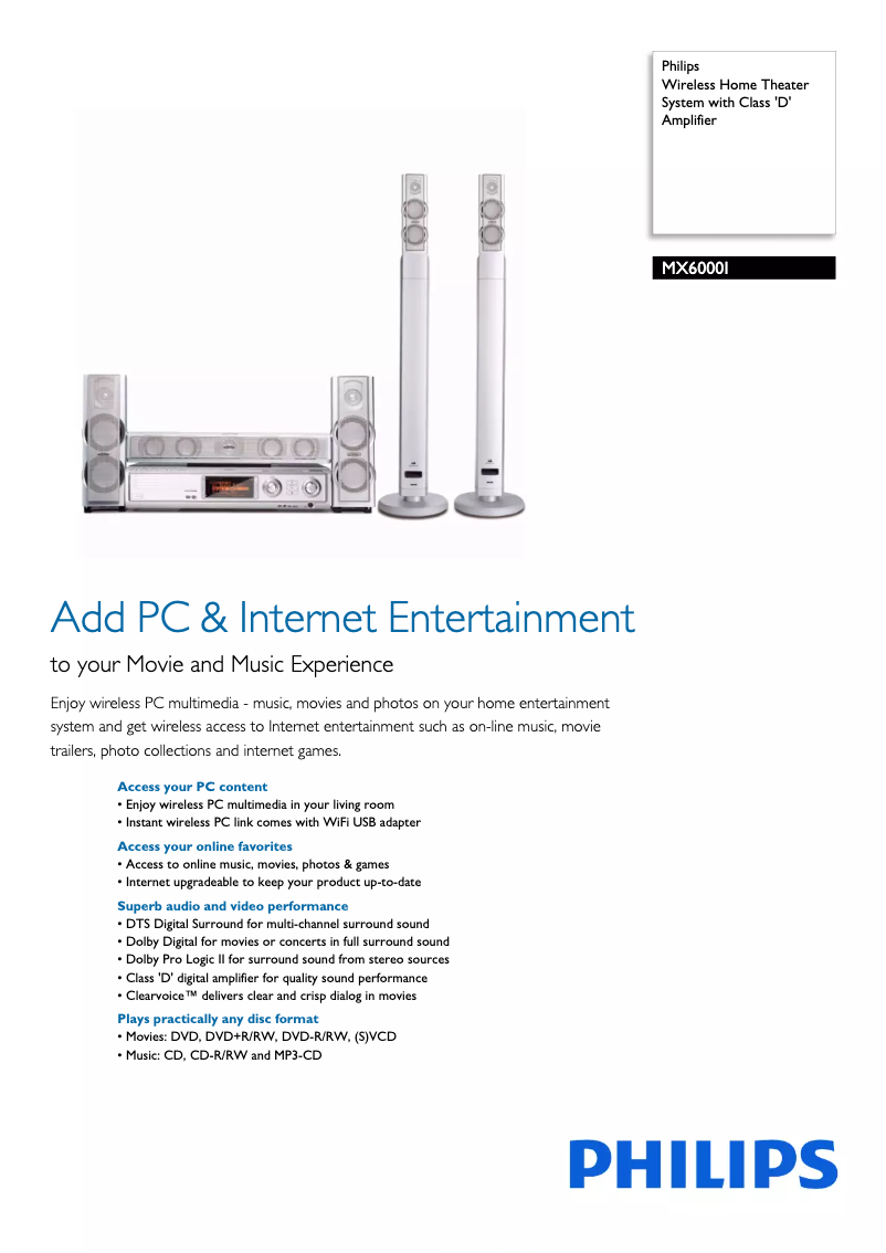 Page 1 de la notice Brochure Philips MX6000I