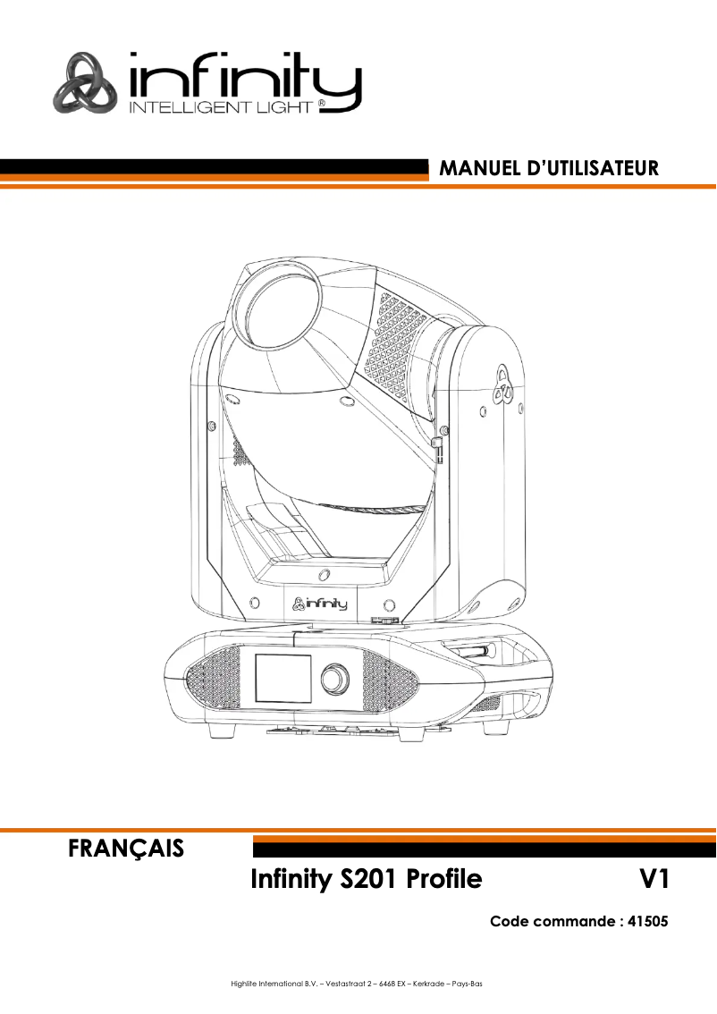 Page 1 de la notice Manuel utilisateur Infinity S201