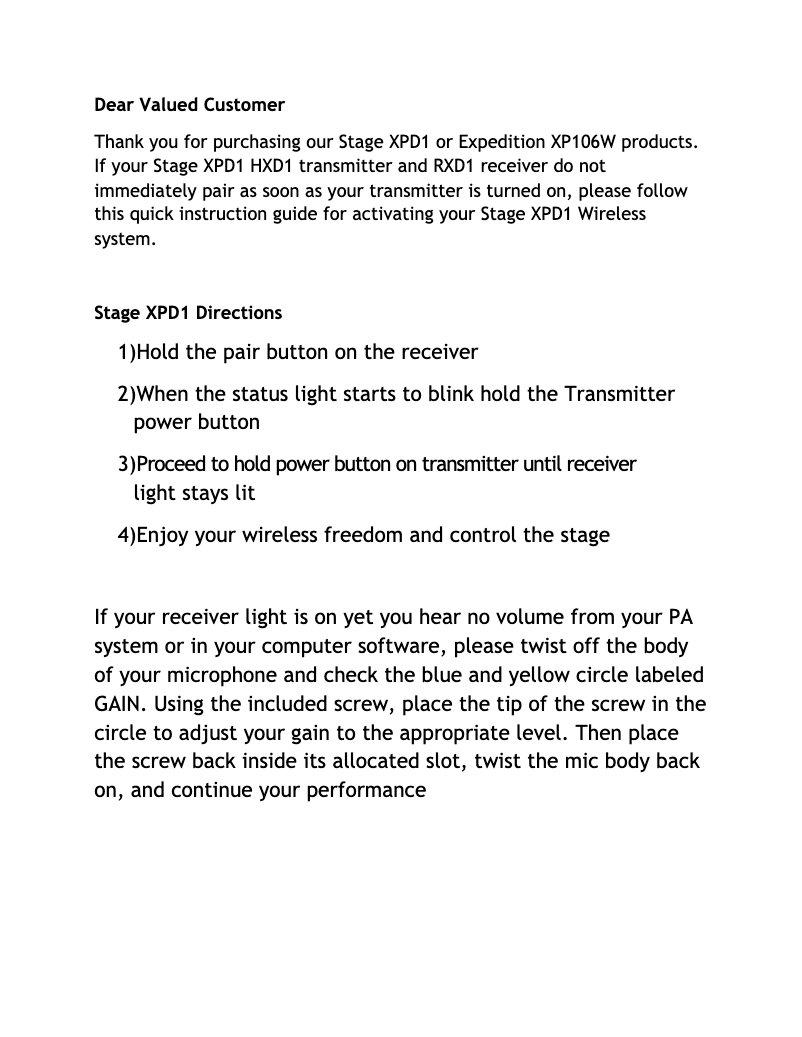 Image de la première page du manuel de l'appareil Expedition XP106w