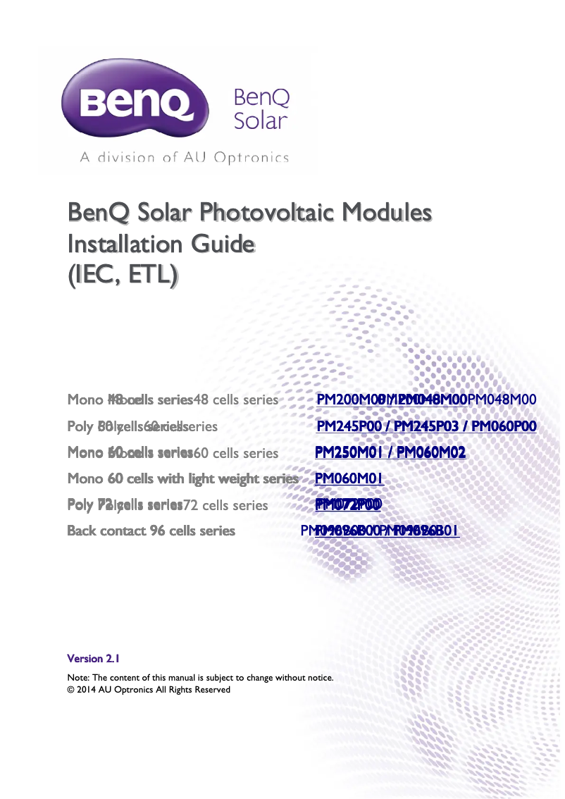 Page 1 de la notice Manuel utilisateur BenQ PM060M02