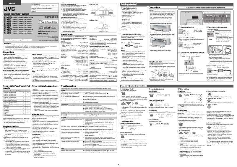 Image de la première page du manuel de l'appareil UX-VJ3
