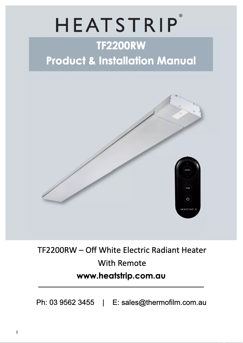 Page n°1 - Manuel utilisateur Heatstrip TF2200RW