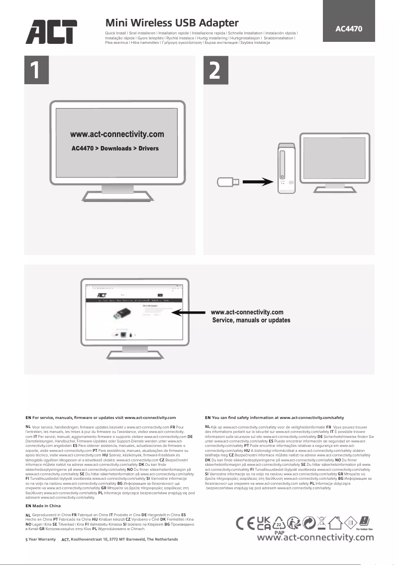 Page 1 de la notice Manuel utilisateur ACT AC4470