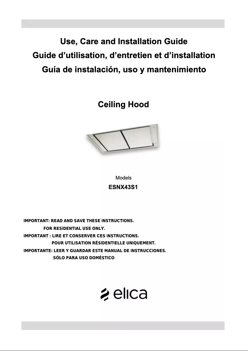Page n°1 - Guide d'installation Elica ESNX43S2