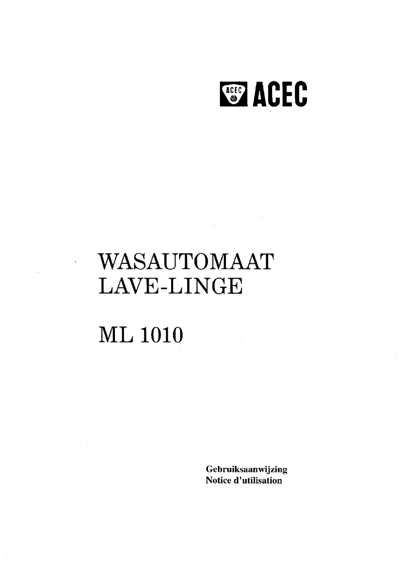 Page n°1 - Manuel utilisateur Acec ML 1010