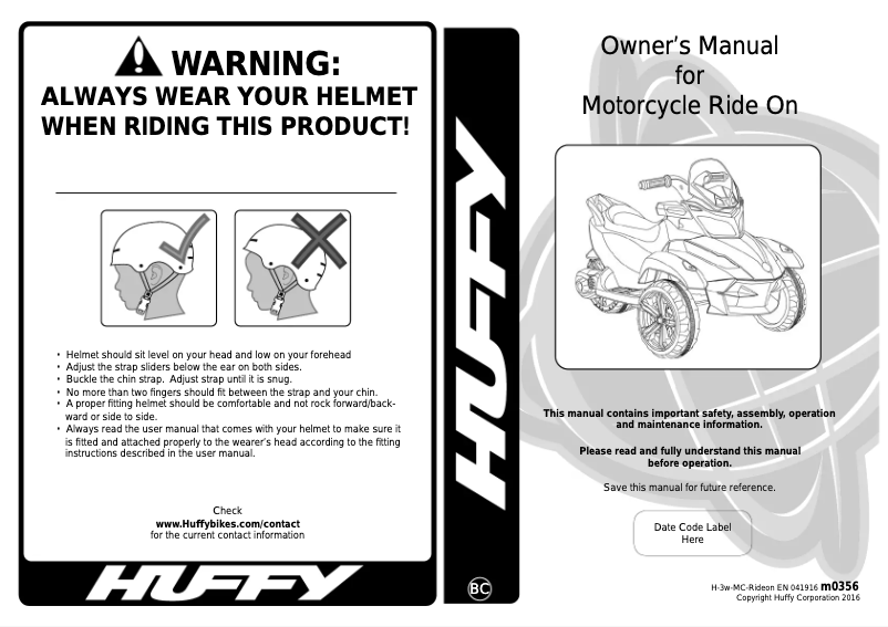 Page 1 de la notice Manuel utilisateur Huffy Marvel Captain America