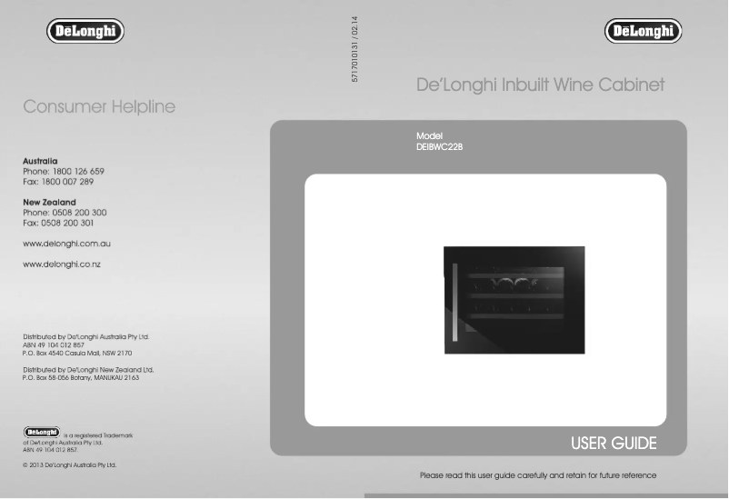 Page 1 de la notice Manuel utilisateur DeLonghi DEIBWC22B