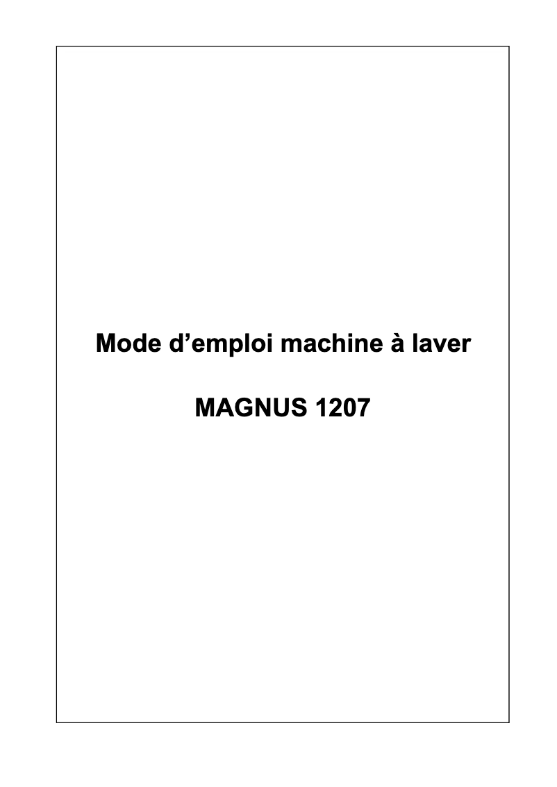 Image de la première page du manuel de l'appareil MAGNUS 1207