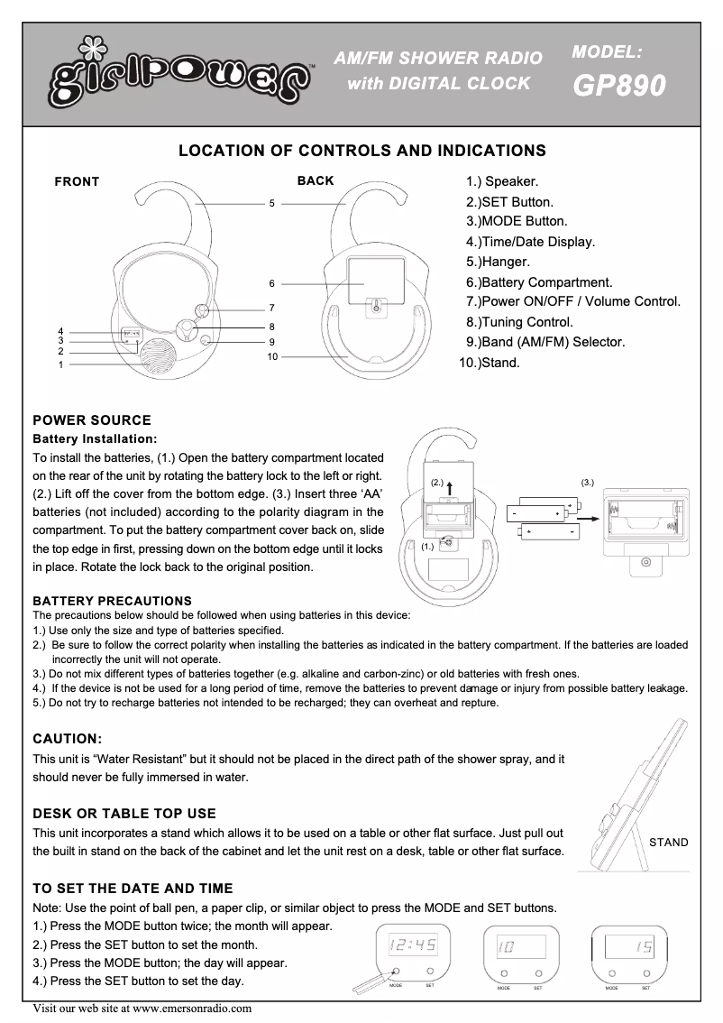 Page n°1 - Manuel utilisateur Emerson GP890