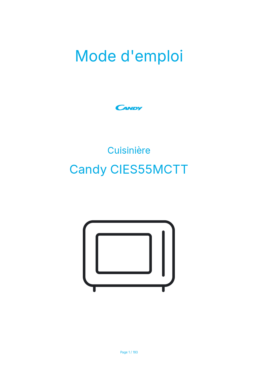 Page n°1 - Mode d'emploi Candy CIES55MCTT