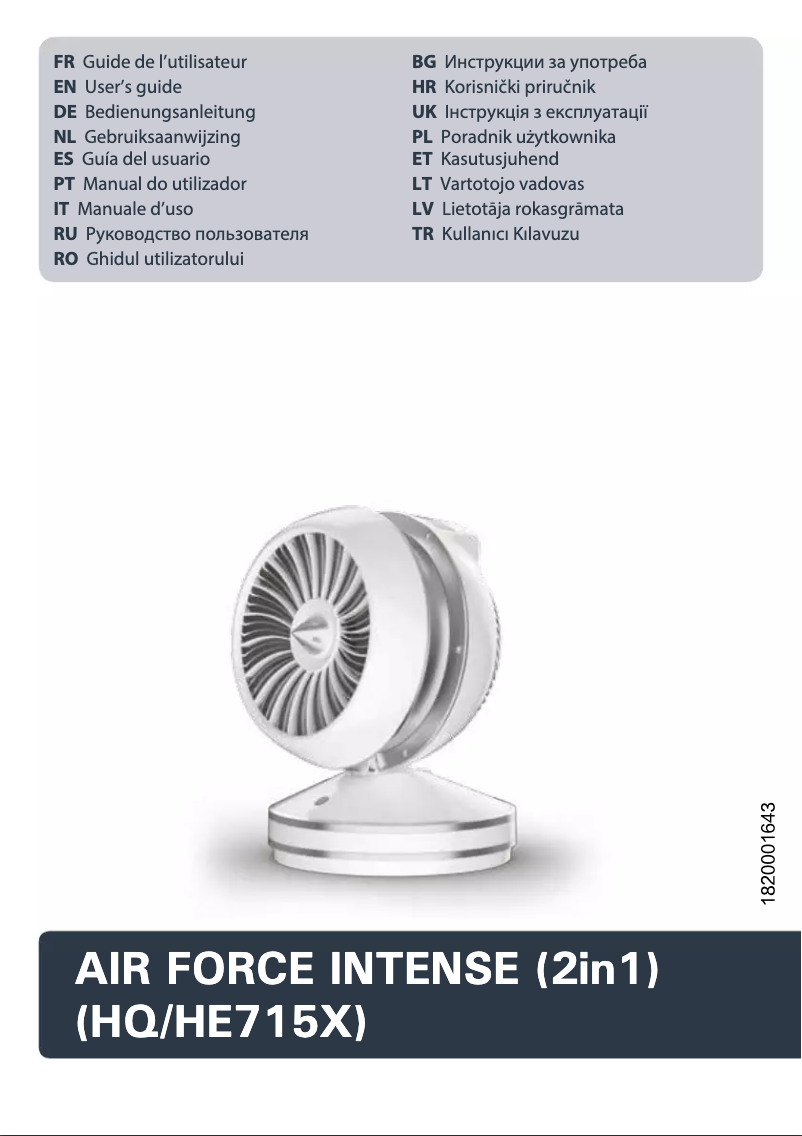 Page n°1 - Manuel utilisateur Rowenta Air Force Intense HQ7152