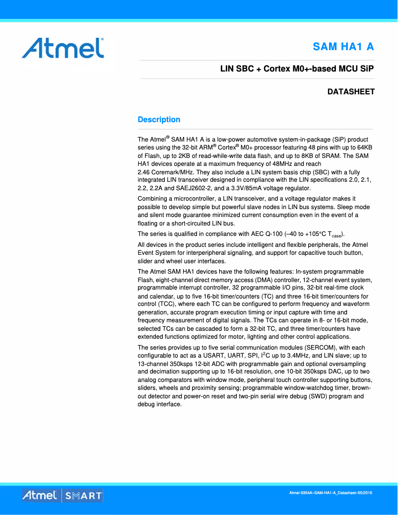 Página 1 del manual Manual de usuario Microchip ATSAMHA1G14A