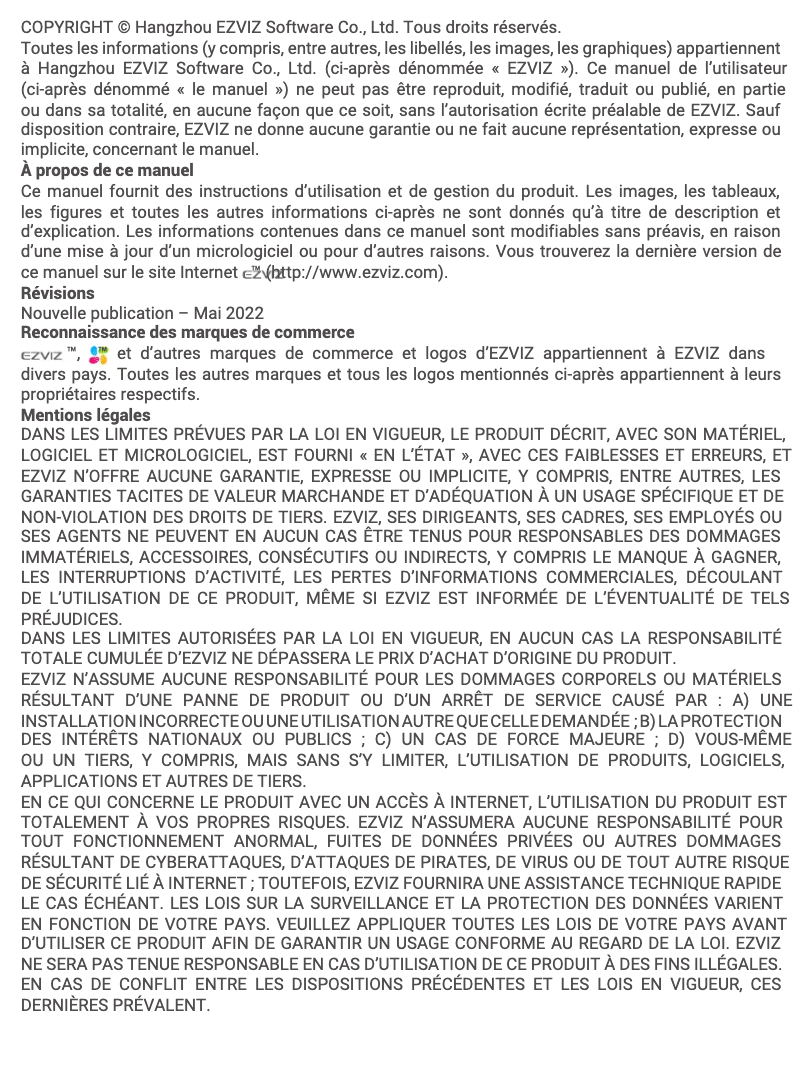 Page 1 de la notice Manuel utilisateur EZVIZ CP4