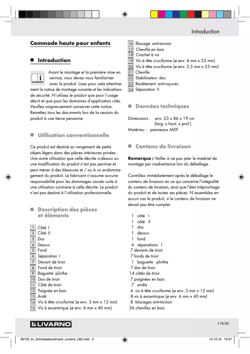 Page 1 de la notice Manuel utilisateur Livarno Lux IAN 56153