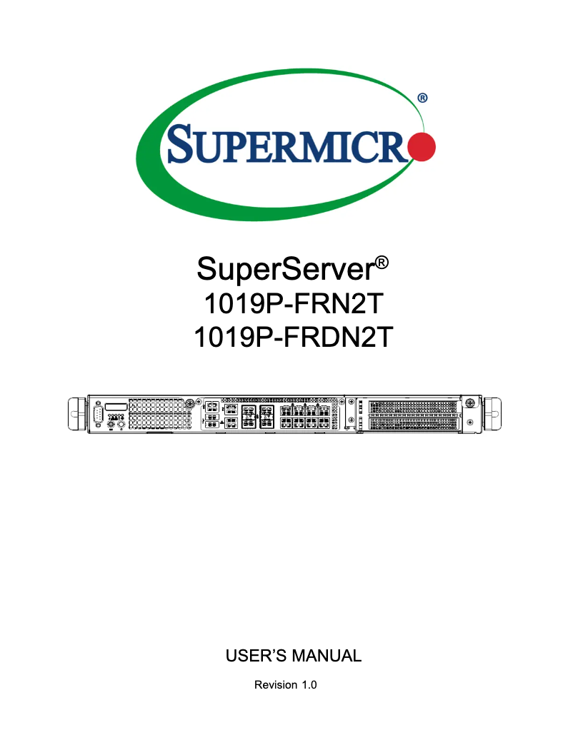 Page 1 de la notice Manuel utilisateur Supermicro SuperServer 1019P-FRDN2T