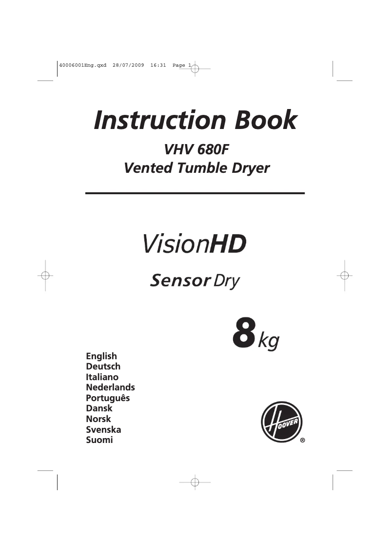 Page n°1 - Manuel utilisateur Hoover VHV 680F-85S