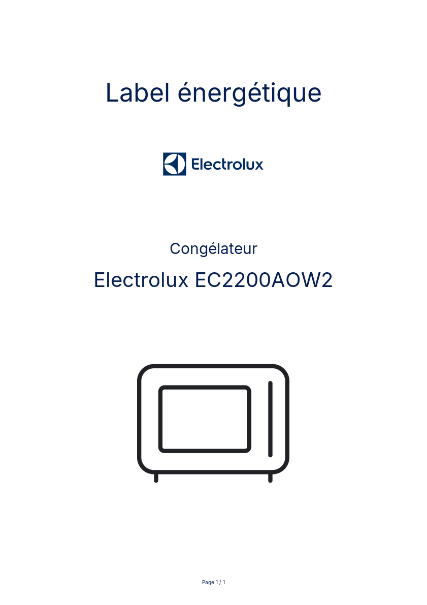 Image de la première page du manuel de l'appareil EC2200AOW2