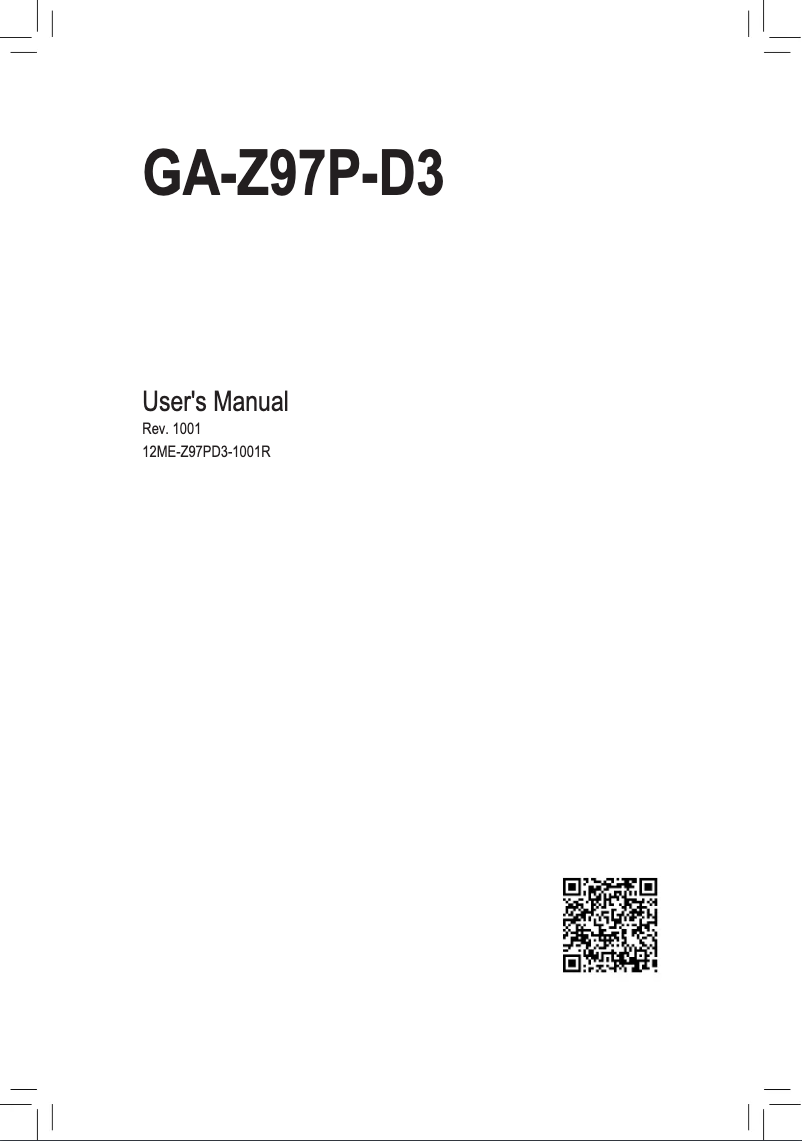 Page n°1 - Manuel utilisateur Gigabyte GA-Z97P-D3