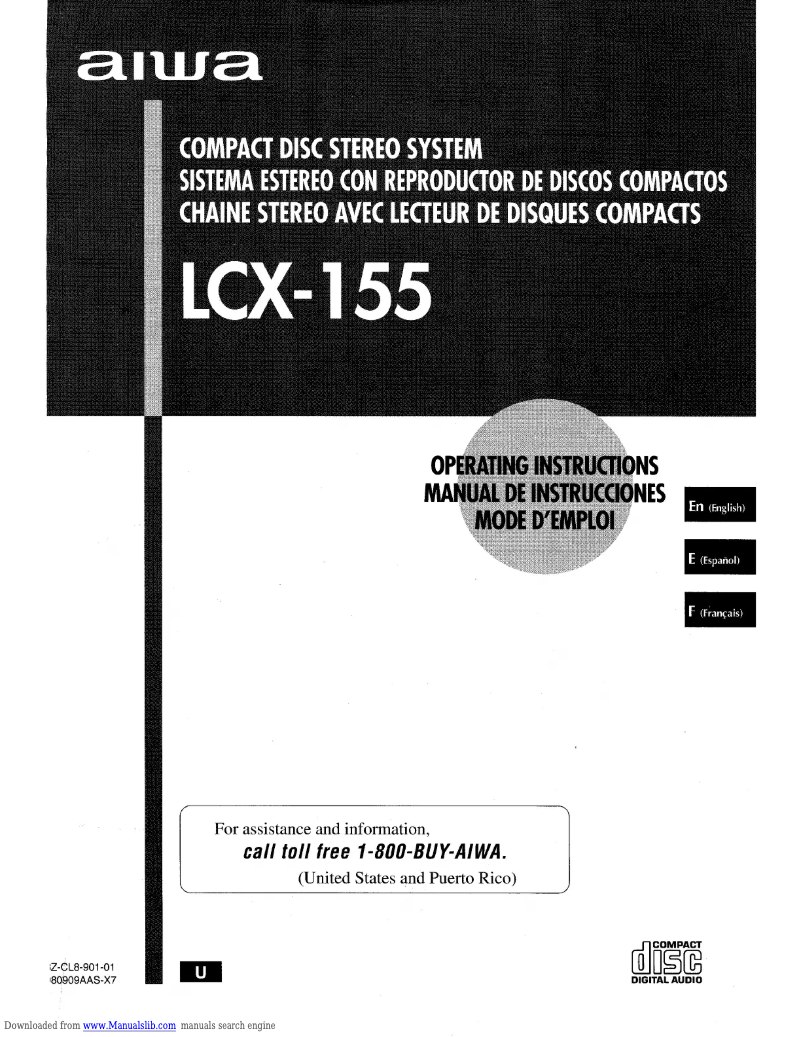 Page 1 de la notice Manuel utilisateur Aiwa LCX-155