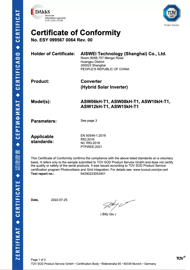 Page 1 de la notice Guide d'installation Solplanet ASW10KH-T1
