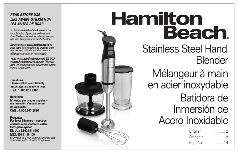 Page 1 of the manual Use and Maintenance Manual Hamilton Beach 59766