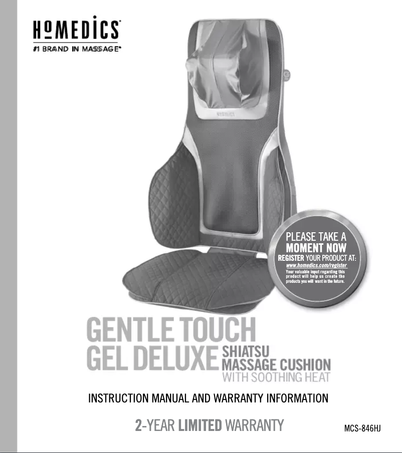 Page n°1 - Manuel utilisateur Homedics MCS-846HJ
