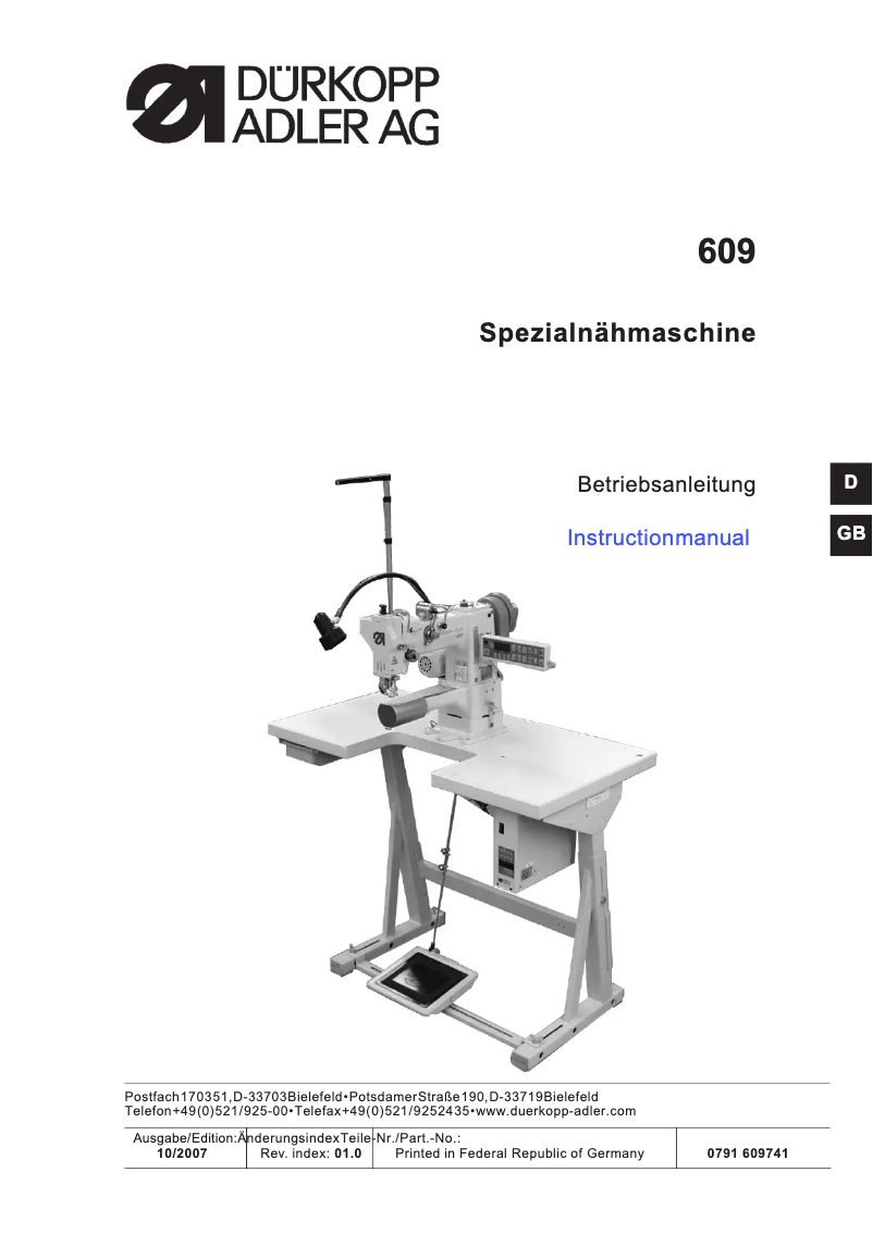 Image de la première page du manuel de l'appareil 609