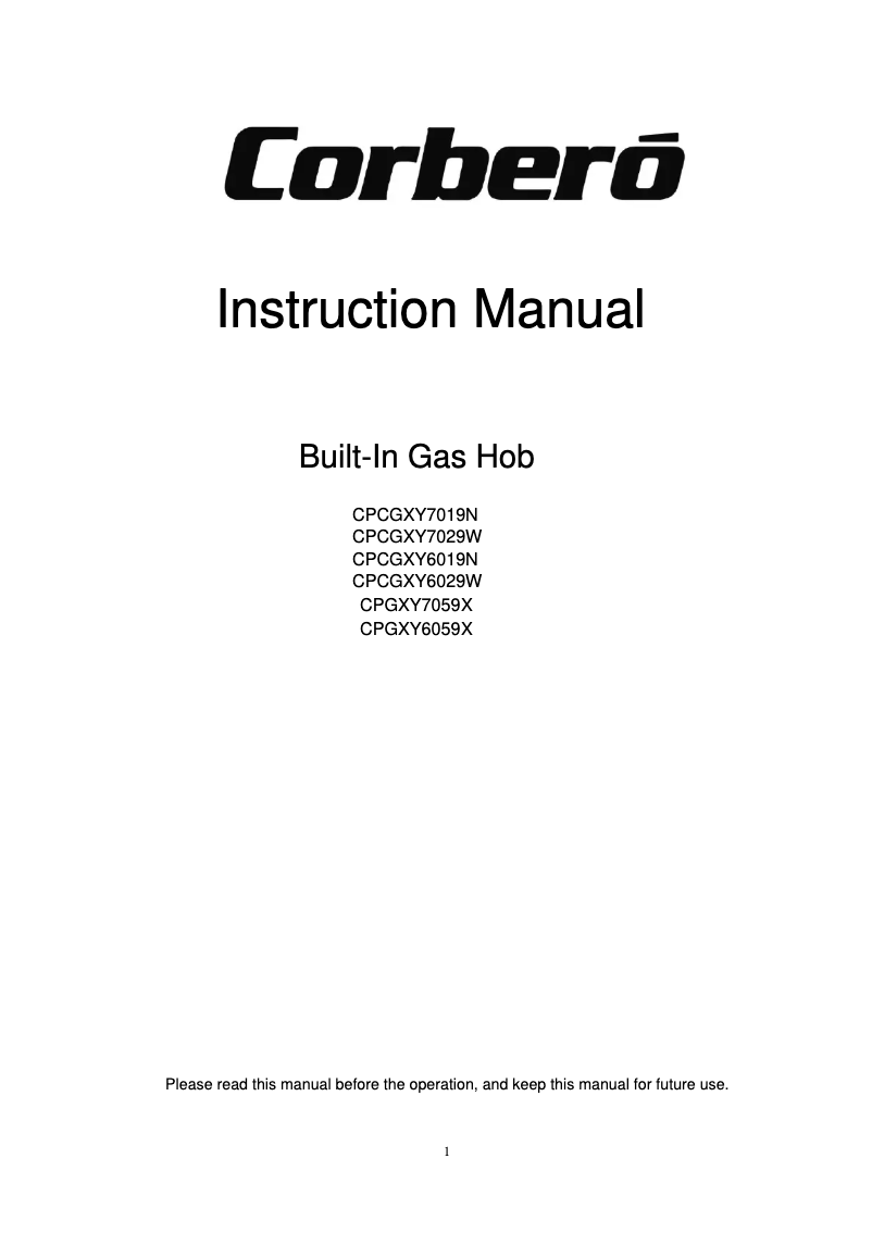 Page 1 de la notice Manuel utilisateur Corbero CPCGXY7029W