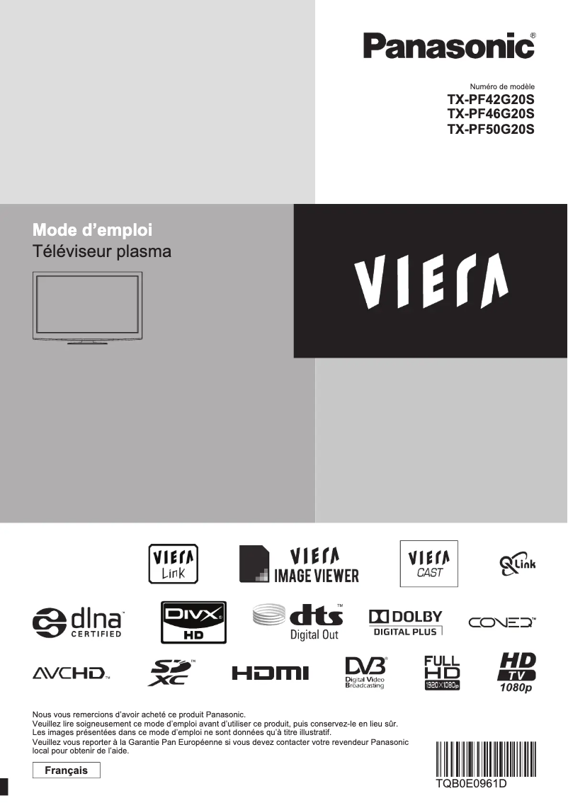 Imagen de la primera página del manual del dispositivo TX-PF46G20S