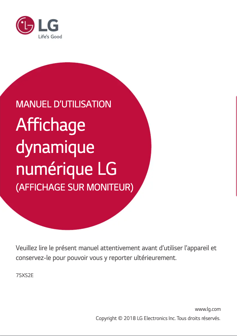 Page n°1 - Manuel utilisateur LG 75XS2E
