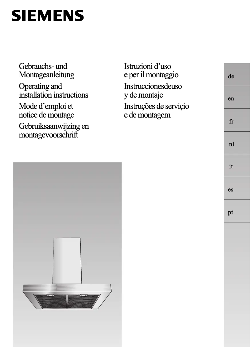 Page n°1 - Guide d'installation Siemens LC928BA90