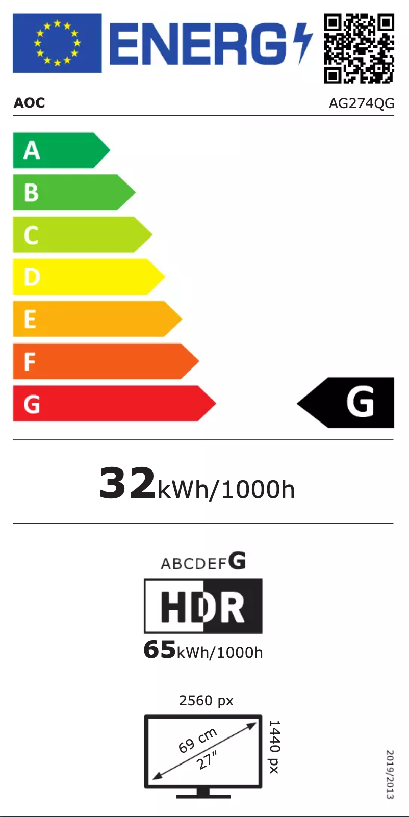 Page n°1 - Label énergétique AOC AGON Pro AG274QG