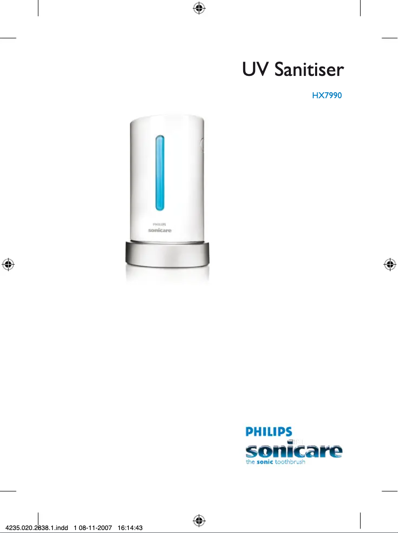 Page 1 de la notice Manuel utilisateur Philips Sonicare UV HX7990
