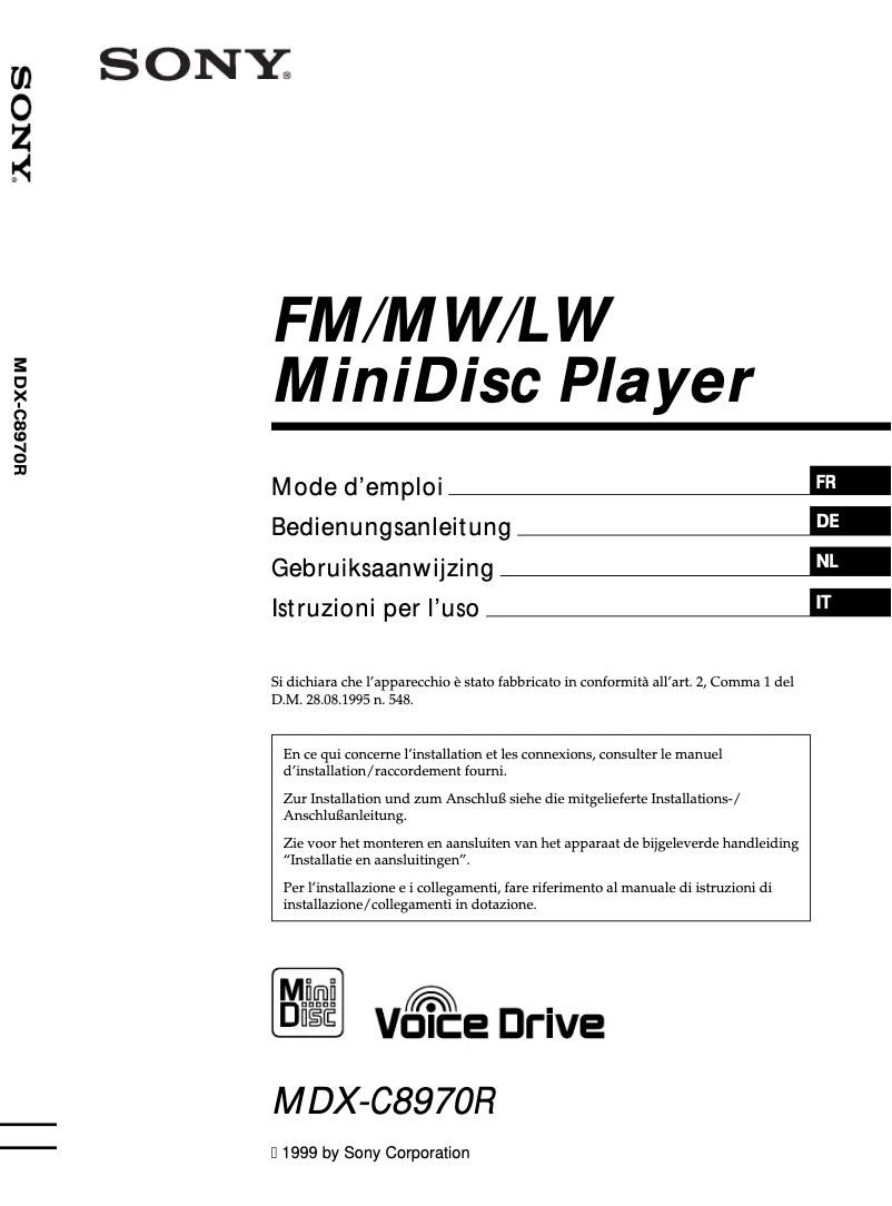 Page 1 de la notice Manuel utilisateur Sony MDXC8970R