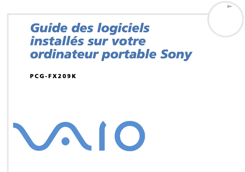 Page 1 de la notice Manuel utilisateur Sony Vaio PCG-FX209K