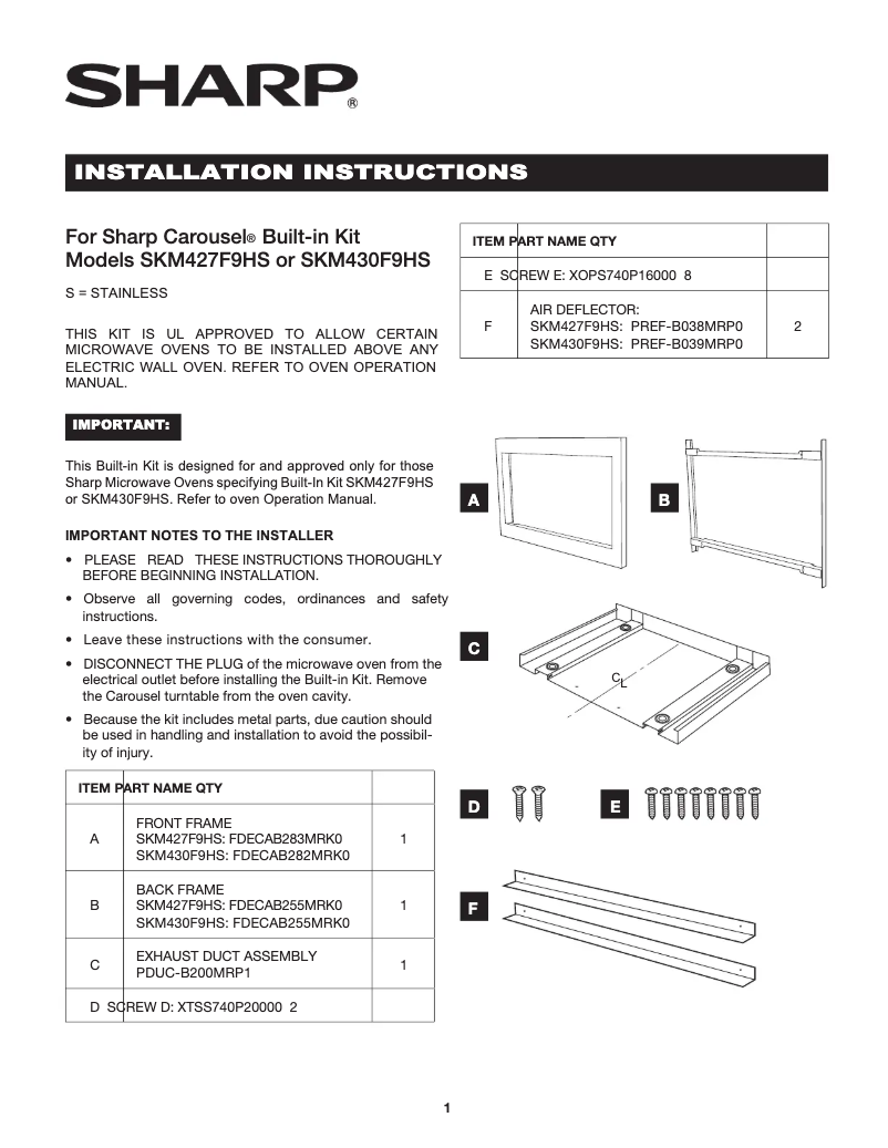 Page 1 de la notice Guide d'installation Sharp SMC2266HS