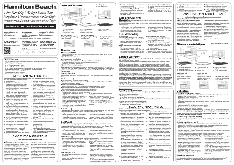 Page n°1 - Manuel utilisateur Hamilton Beach Sure-Crisp 31403