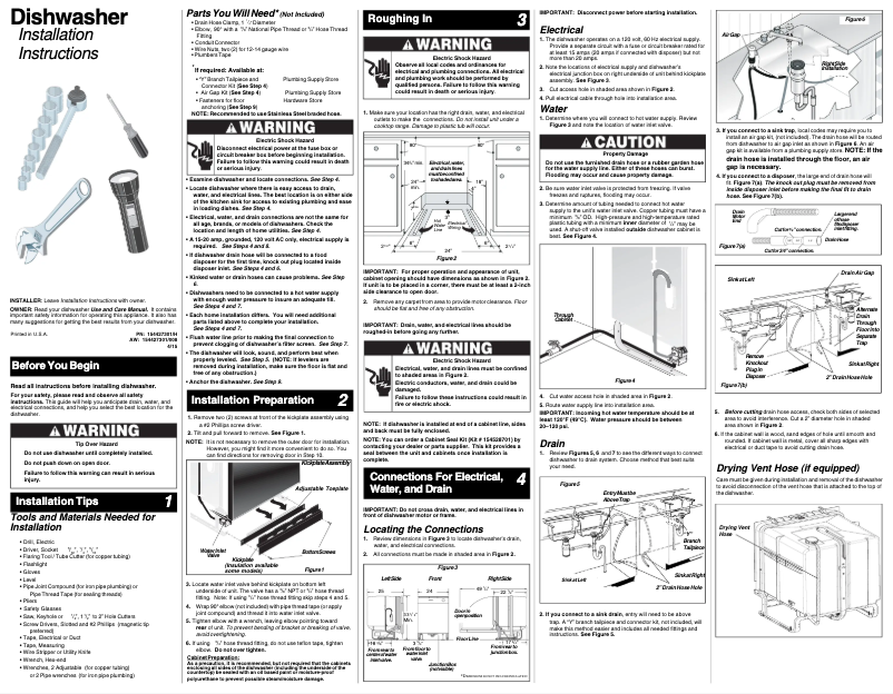 Page n°1 - Guide d'installation Frigidaire GDPP4515AF