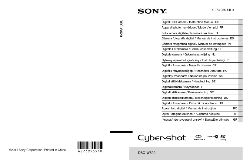 Page 1 de la notice Manuel utilisateur Sony Cybershot DSC-W520