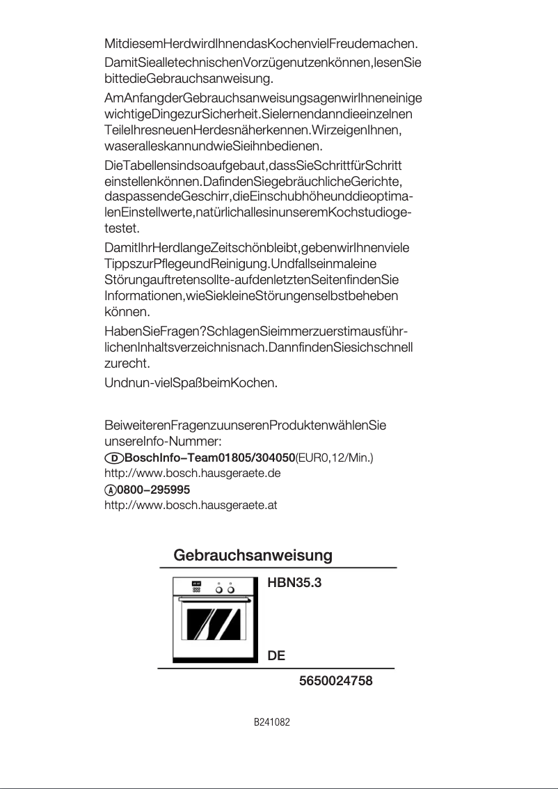 Page 1 de la notice Manuel utilisateur Bosch HBN3553