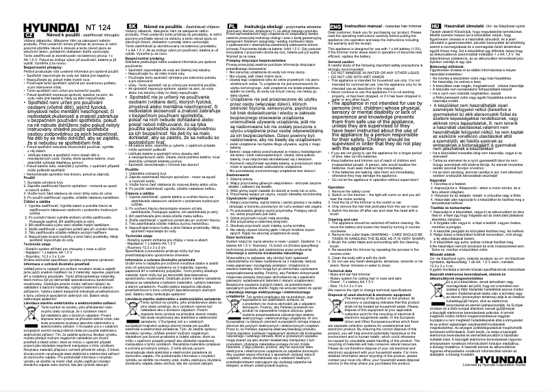 Image de la première page du manuel de l'appareil NT 124