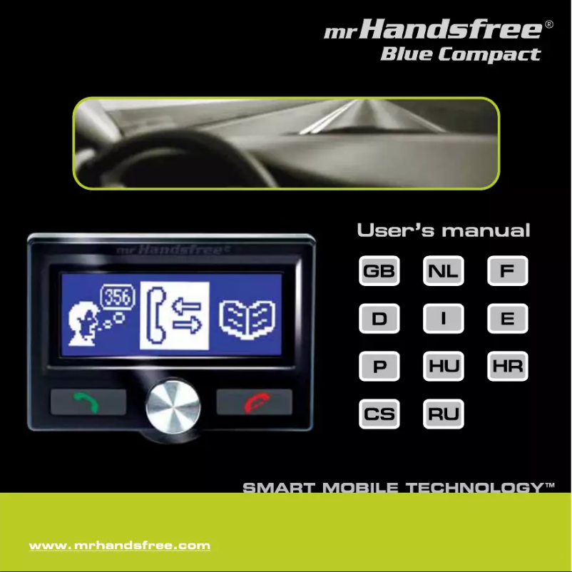 Page 1 de la notice Manuel utilisateur Mr. Handsfree Blue Compact Pro