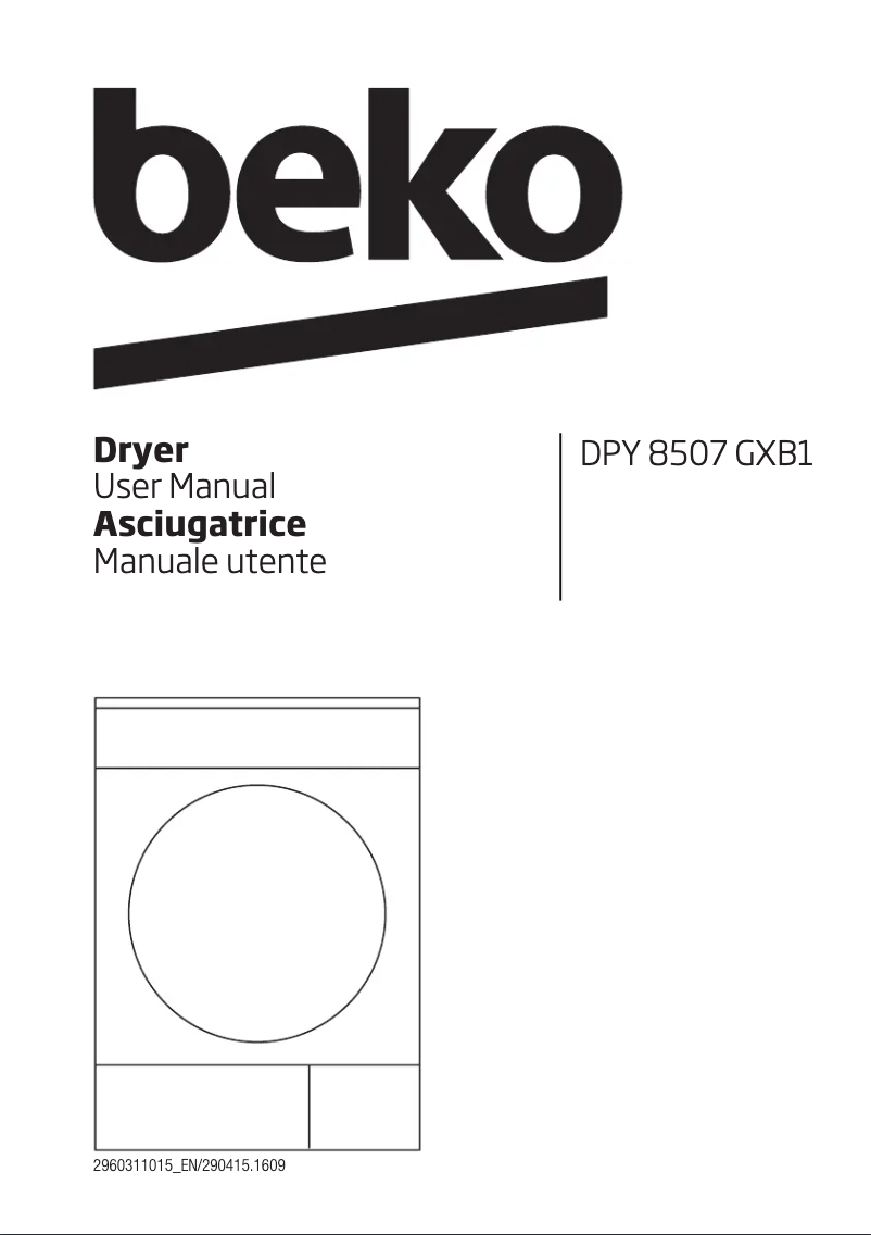 Page 1 de la notice Manuel utilisateur Beko DPY 8507 GXB1
