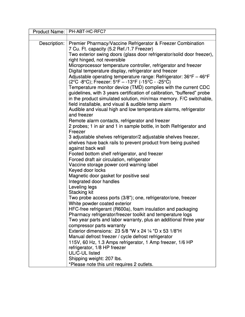 Page 1 de la notice Manuel utilisateur American BioTech Supply PH-ABT-HC-RFC7